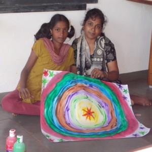 Hema and Jayasudha display their painting    